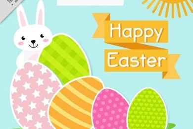 Flat Happy Easter Backgrounds Vector