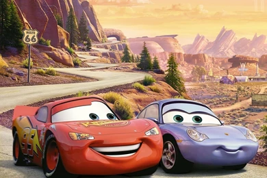 Lightning McQueen And Mater And Sally   Wallpaper.