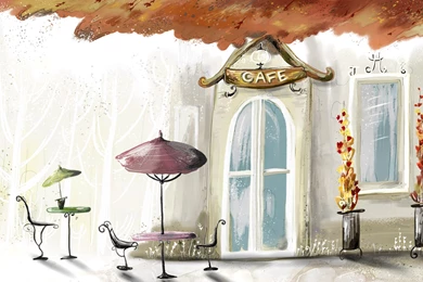 Download Wallpapers 3840x2400 Painting, Paint, Color, Cafe, City ...