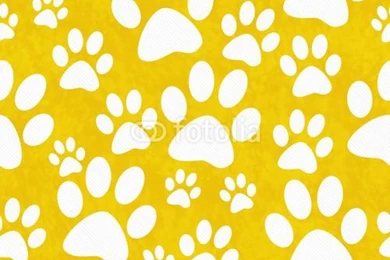 Yellow And White Dog Paw Prints Tile Pattern Repeat Backgrounds ...