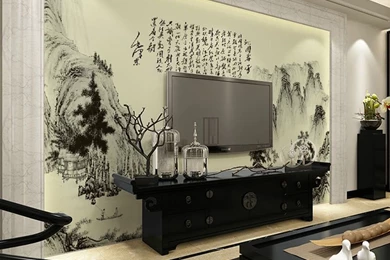 Chinese Plum Retro Mural Patio Spring Snow Mao Zedong Poems Living ...