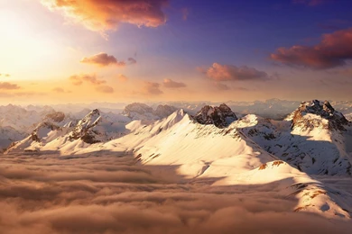 Snowy Peaks Above The Clouds >> HD Wallpaper, Get It Now!