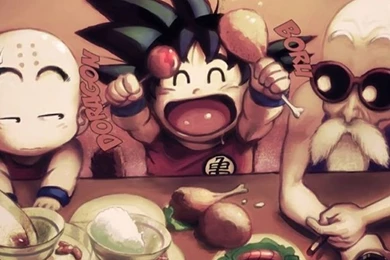 KAWAII Little Krillin & Goku With Master Roshi