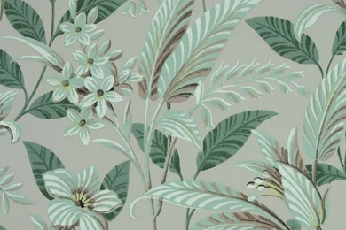 1950's Vintage Wallpapers Large Tropical Leaf Green And Brown ...