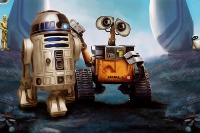 Wall E R2 D2 Star Wars Robots Cartoon Art Hd Wallpapers Wallpapers