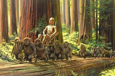 Star Wars, C3PO, Artwork, Ralph McQuarrie, Ewoks :: Wallpapers