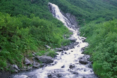 Seasonal Waterfall Chugach Mountains Alaska Free Desktop ...