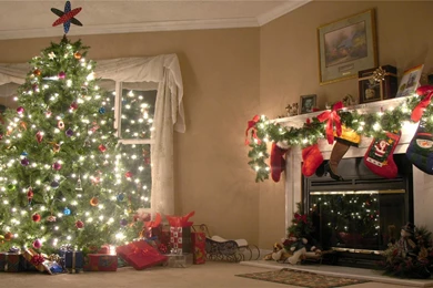 Christmas Tree Fireplace Wallpapers HD 1920x1080