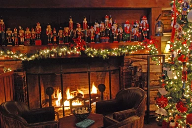Christmas Fireplace Fire Holiday Festive Decorations G Wallpapers ...