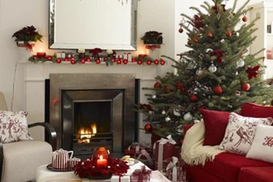 Houses Tea By Christmas Tree House Interior Fireplace 0000 ...