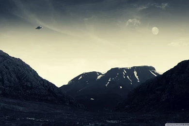 Mountains Nature Flying Ufo Wallpapers