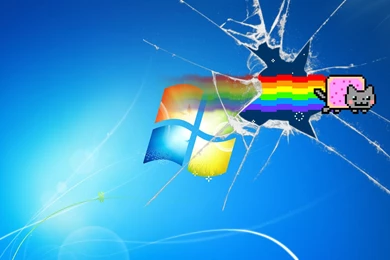 Nyan Cat Wallpaper, Windows 7, Logo, Computer, Desktop, Blue Image ...