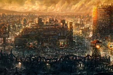 Fallout New Vegas Artwork Cityscapes Ruins Best Widescreen