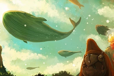 Flying, Whale, Atmosphere, Surreal, Backpacks, Clouds, Artwork ...