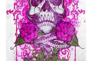 Miami Ink Wallpapers Pink Tattoo Skull 232 X 158 Cm   Merchandise Fever