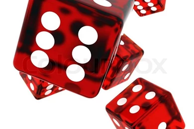 3D Red Rolling Dice On White Backgrounds