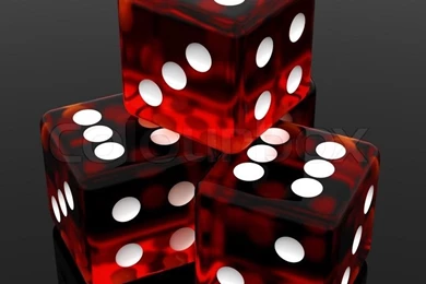 3D Red Rolling Dice On Black Backgrounds