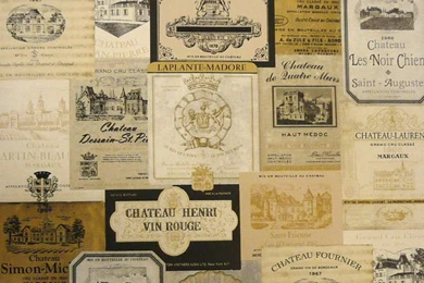 Vintage Wine Label Wallpapers French Kitchen Cafe Bar Old Country ...
