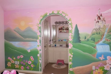 Girls Room With Princess Castle Wall Mural   Wallpapers Mural Ideas ...