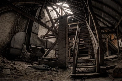 Download Wallpapers 1680x1050 Old Building, Stairs, Dark, Nostalgic ...