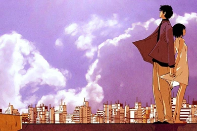 Sato And Misaki On A Roof   Welcome To The NHK Wallpapers