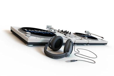 Two Turntables And Headphones Dj