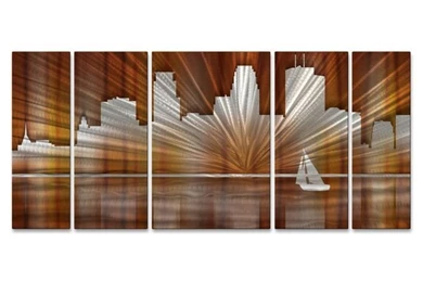 Ash Carl 'Warm Minneapolis Skyline' Metal Wall Art   15010925 ...