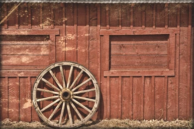 Red Barn And Wooden Wheel By Mudyfrog On DeviantArt