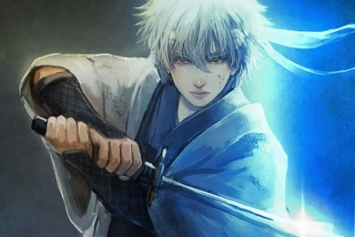 Anime Series Gintama Character Sword Male Guy Light Wallpapers ...
