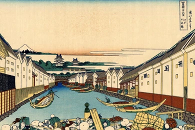 Hokusai Wallpaper, Nihonbashi Bridge In Edo Katsushika Hokusai ...