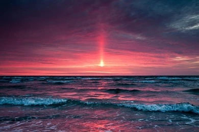 Download Wallpapers 2560x1080 Decline, Sea, Evening, Waves, Horizon ...