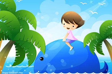 Desktop Wallpapers   Kid On Whale   Children