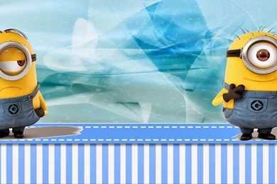 Minions On Blue Background: Free Printable Mini Kit.