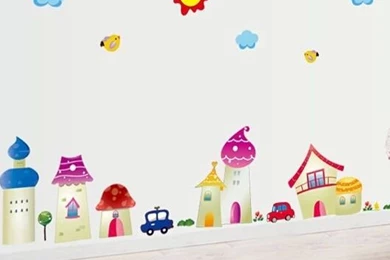 Aliexpress.com : Buy Cartoon Castle Village Removable Vinyl Wall ...