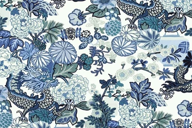 173270 Chiang Mai Dragon Aquamarine By FSchumacher Fabric