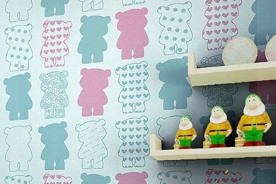 Silver Wallpapers Little Bear Non Woven Fabric Wallpapers Wall ...