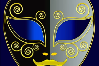 Party Mask Two Tone Yellow Curls & Cut Out