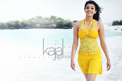 Kajal Aggarwal Yellow Bikini HD Wallpapers