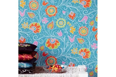 314023 Blue Primitive Jacobean   Eijffinger Wallpapers