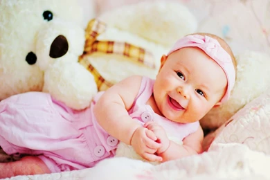 Cute Baby With Teddy Desktop Wallpapers