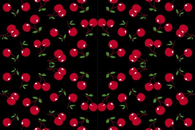 Cherries Red X Black Fabric   Mezzo   Spoonflower
