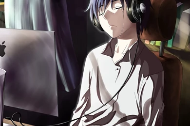 Download Wallpapers 2048x2048 Guy, Anime, Computer, Tears, Sadness ...