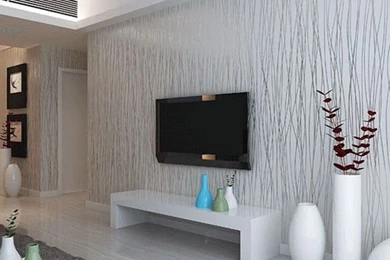 Fashion 10M Non Woven Flocking Vertical Stripe Wallpapers Rolls For ...