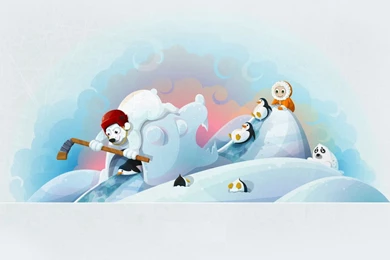 Download Wallpapers 2048x1152 Winter, Bears, Hockey, Hockey Stick ...