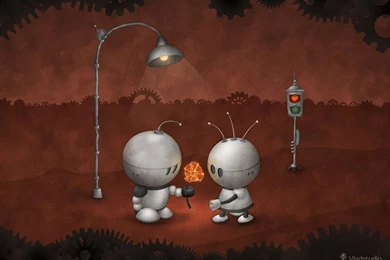 Robots In Love · Desktop Wallpapers · Vladstudio
