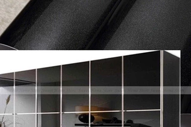Yazi Gloss Black Kitchen Units Cupboard Door Cover Up Wallpapers ...