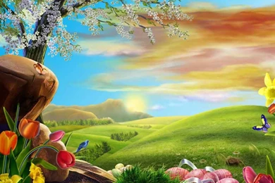 Free Easter's Day PowerPoint Backgrounds, Bunny, Egg, Sunrise ...