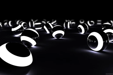 Download 1600x900 Glowing 3D Spheres In The Dark Wallpapers