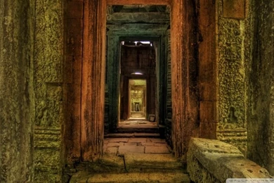 Passageway Inside Temple, Cambodia HD Desktop Wallpapers : High ...