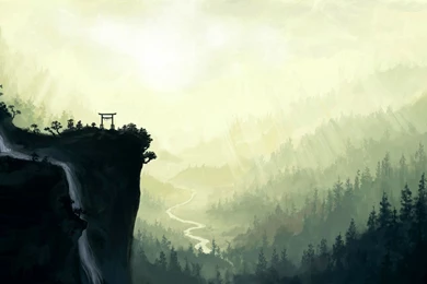 Japanese Mountains Ink Painting Wallpapers 2560x1440   1940670